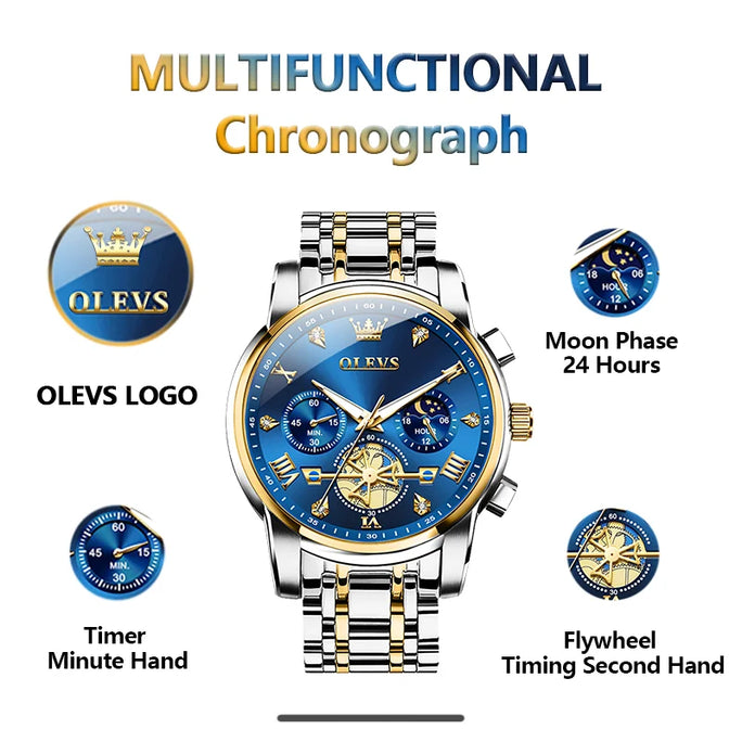 OLEVS Men’s Moon Phase Watch – Celestial Elegance & Precision