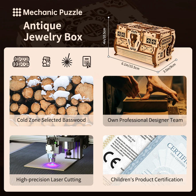 3D Wooden Jewelry Box Puzzle – Create & Treasure a Timeless Piece