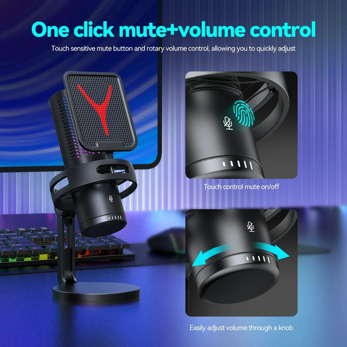 Professional RGB Gaming Microphone – Crystal-Clear Audio & Customizable Lighting