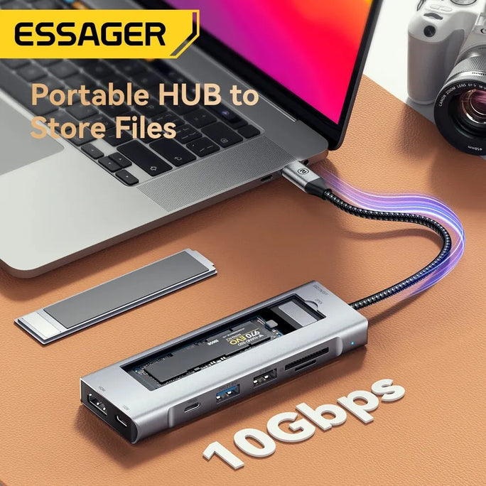 Essager 8-in-1 USB-C Hub with Storage – Expand Your Connectivity