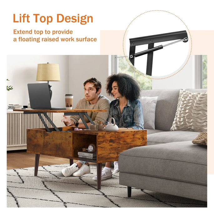 Adjustable Lift-Top Coffee Table with Storage – 3-in-1 Functionality