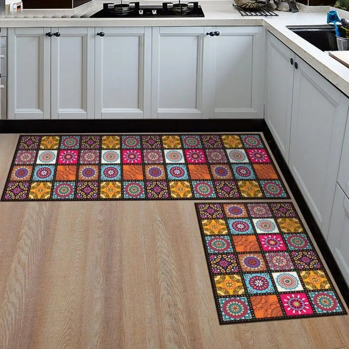 Geometric Anti-Slip Kitchen Mat – Stylish, Comfortable, and Durable