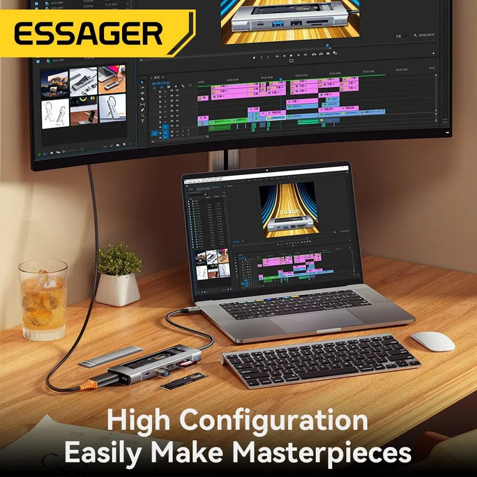 Essager 8-in-1 USB-C Hub with Storage – Expand Your Connectivity