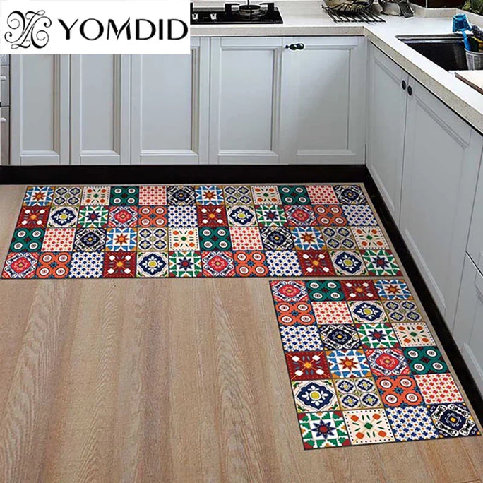 Geometric Anti-Slip Kitchen Mat – Stylish, Comfortable, and Durable