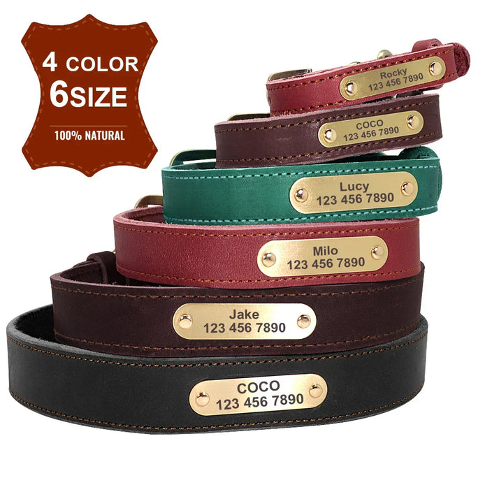 Personalized Leather Dog Collar – Stylish, Comfortable & Custom Engraved for Your Pet